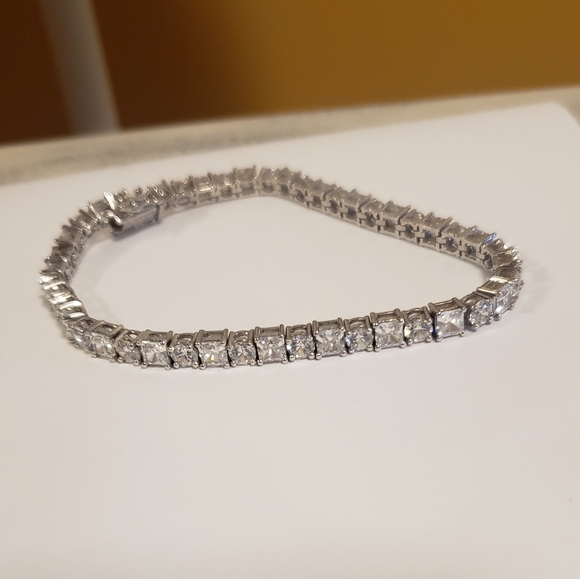 Tennis Bracelet 925 silver, platinum clad, Epiphany round brilliant, princess - Picture 3 of 9